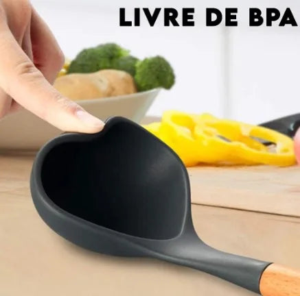 Kit Jogo 12 Peças Utensílios de Cozinha Silicone Antiaderente